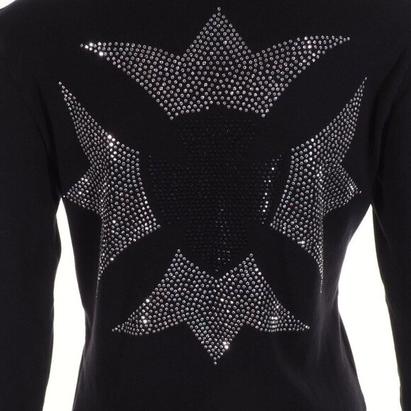 Avangard Womens Top Size XL Embelished Stud Emblem Black Silver Knight Queen - Picture 8 of 10